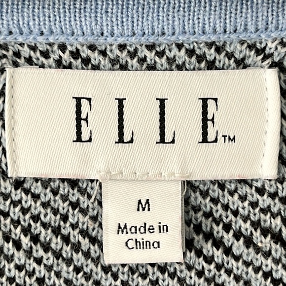 ELLE Plaid Knit Top Sweater Sz M Long Sleeves/Ruffled Cuffs Layered Shirttail. - Picture 2 of 9